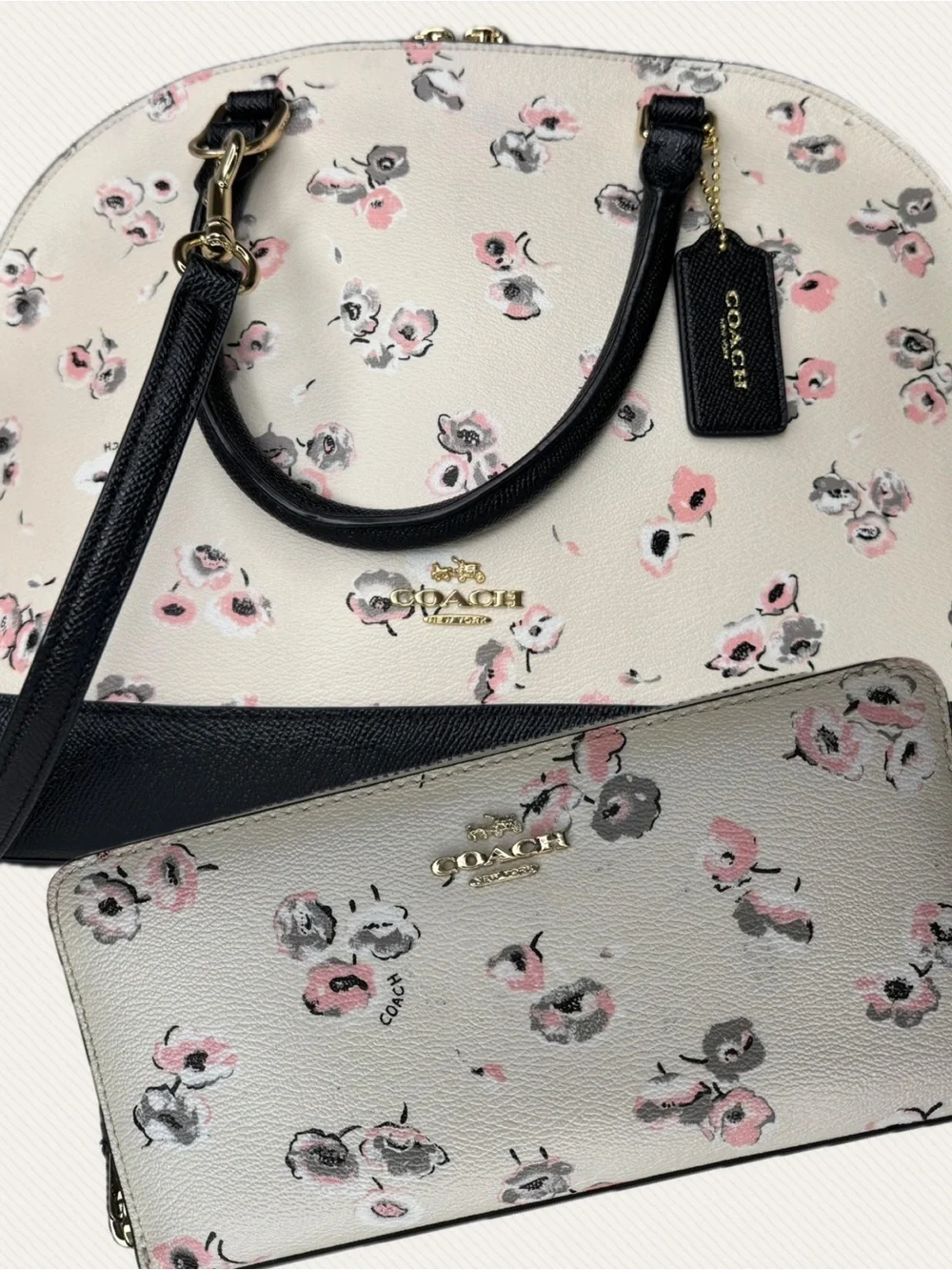 Coach Sierra Wildflower Floral Dome Satchel Shoulder Bag F37430 & Wallet